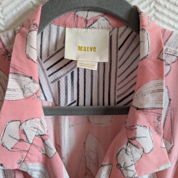 Anthropologie Maeve Tourista Sailboat & Anchor Pink Romper Nautical Size 4 - Picture 4 of 10